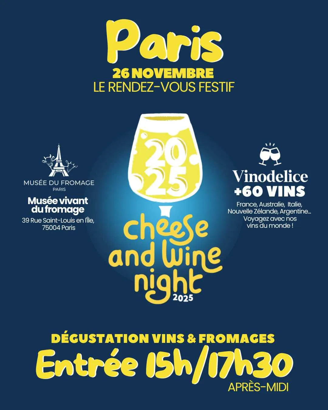 Dégustation Cheese & Wine Night Paris - 26/11 - Après-midi (15h-17h30)
