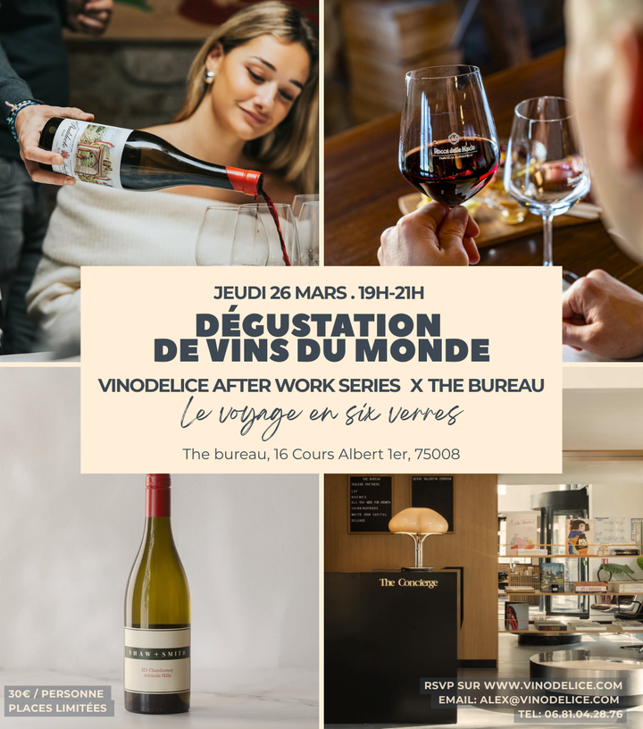 Afterwork Vinodelice – Dégustation de vins du monde | 26 mars Paris