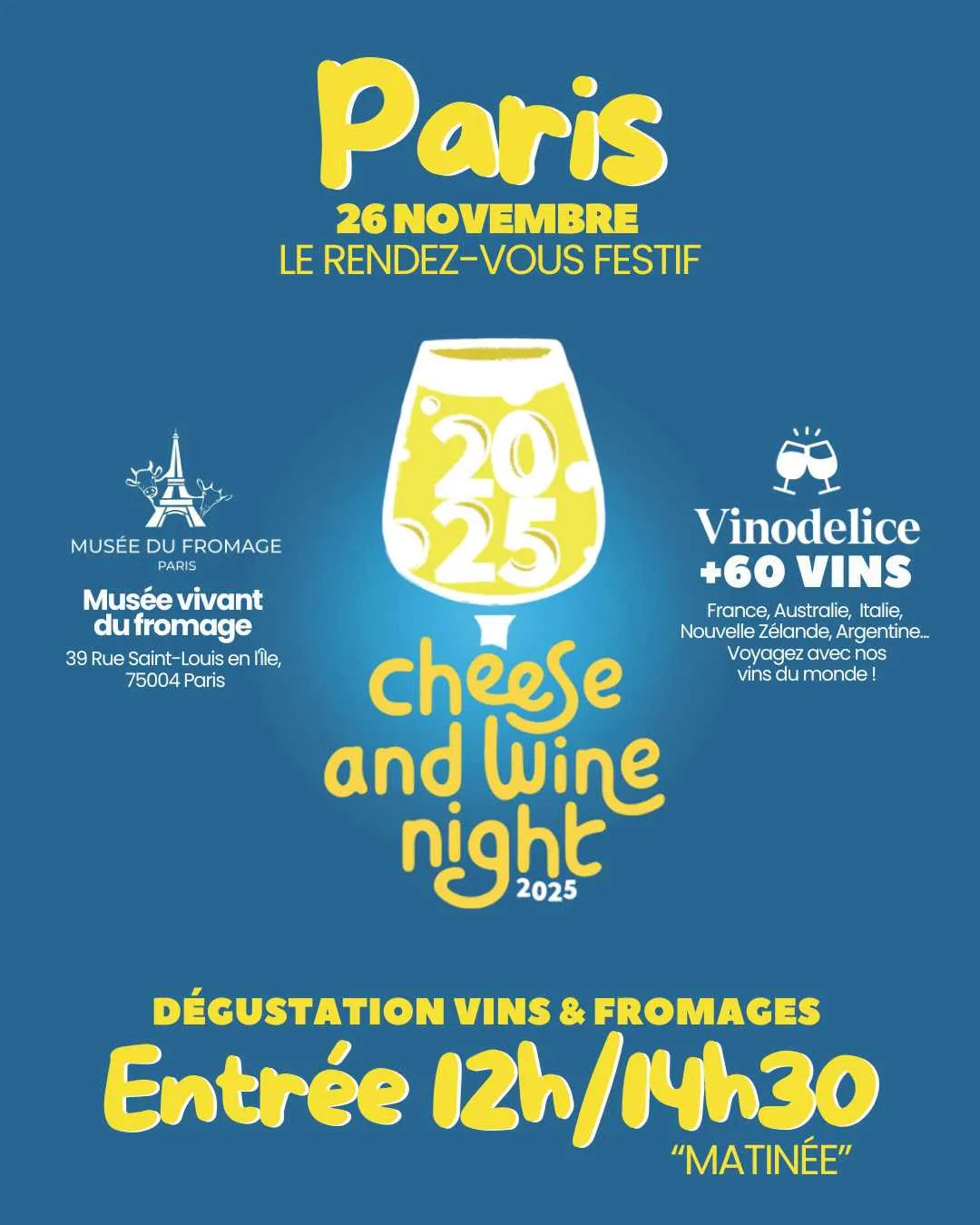 Dégustation Cheese & Wine Night Paris - 26/10 - La Matinée (12h-14h30)