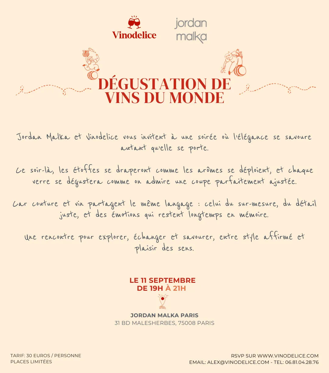 DÉGUSTATION “Dandy Chic & Vins du Monde” avec Jordan Malka – jeudi 11 septembre – Paris