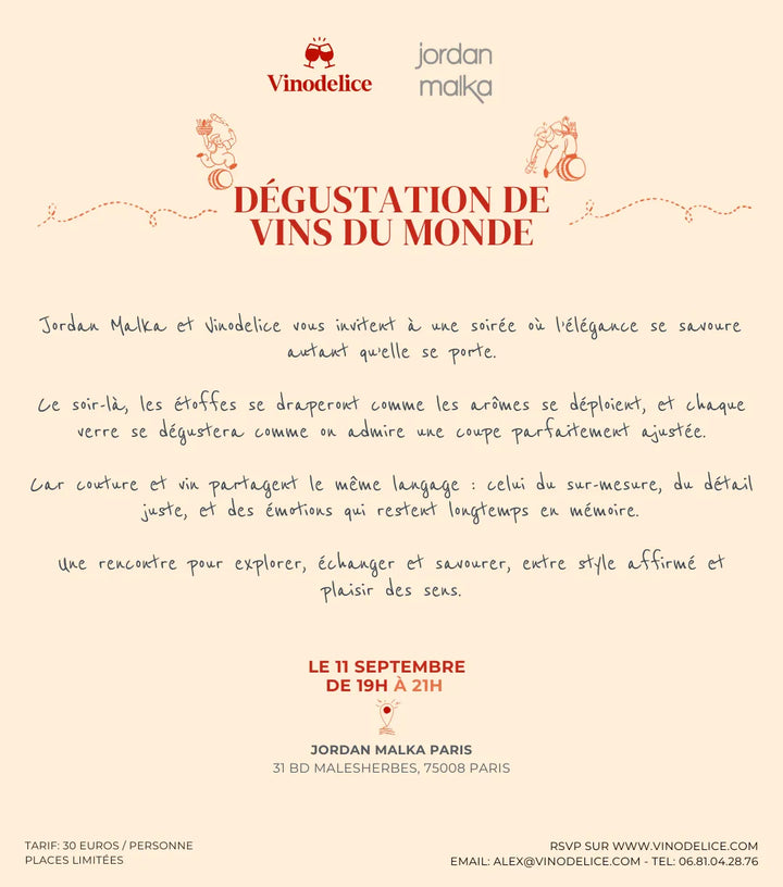 DÉGUSTATION “Dandy Chic & Vins du Monde” avec Jordan Malka – jeudi 11 septembre – Paris