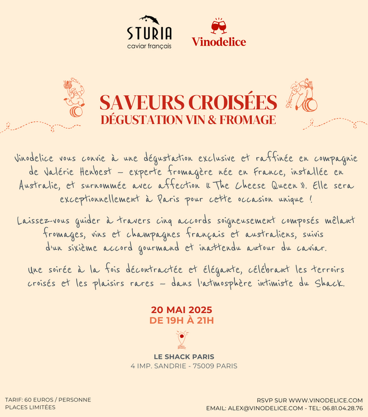 "Saveurs Croisées" DÉGUSTATION VIN & FROMAGE - Mardi 20 Mai - Paris