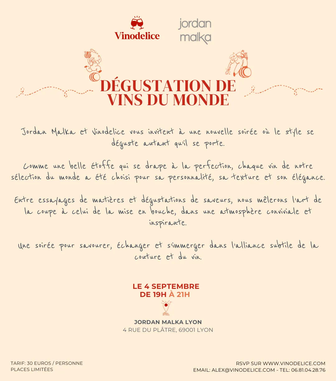 DÉGUSTATION “Dandy Chic & Vins du Monde II” avec Jordan Malka – jeudi 4 septembre – Lyon