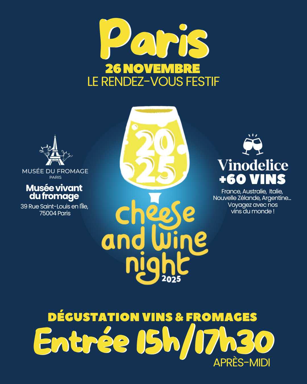 Dégustation Cheese & Wine Night Paris - 26/10 - Après-midi (15h-17h30)
