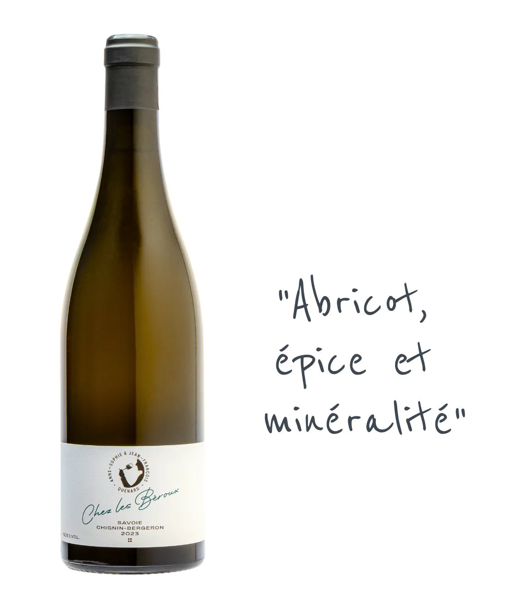 Chez les Béroux 2023 : Un Chignin Bergeron (Roussanne) charnu et minéral. Arômes d'abricot et pain d'épices. Idéal sur beaufort et viandes blanches.