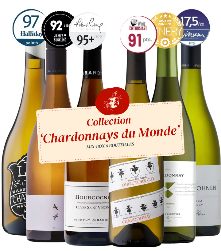 6 bouteilles de chardonnay du monde