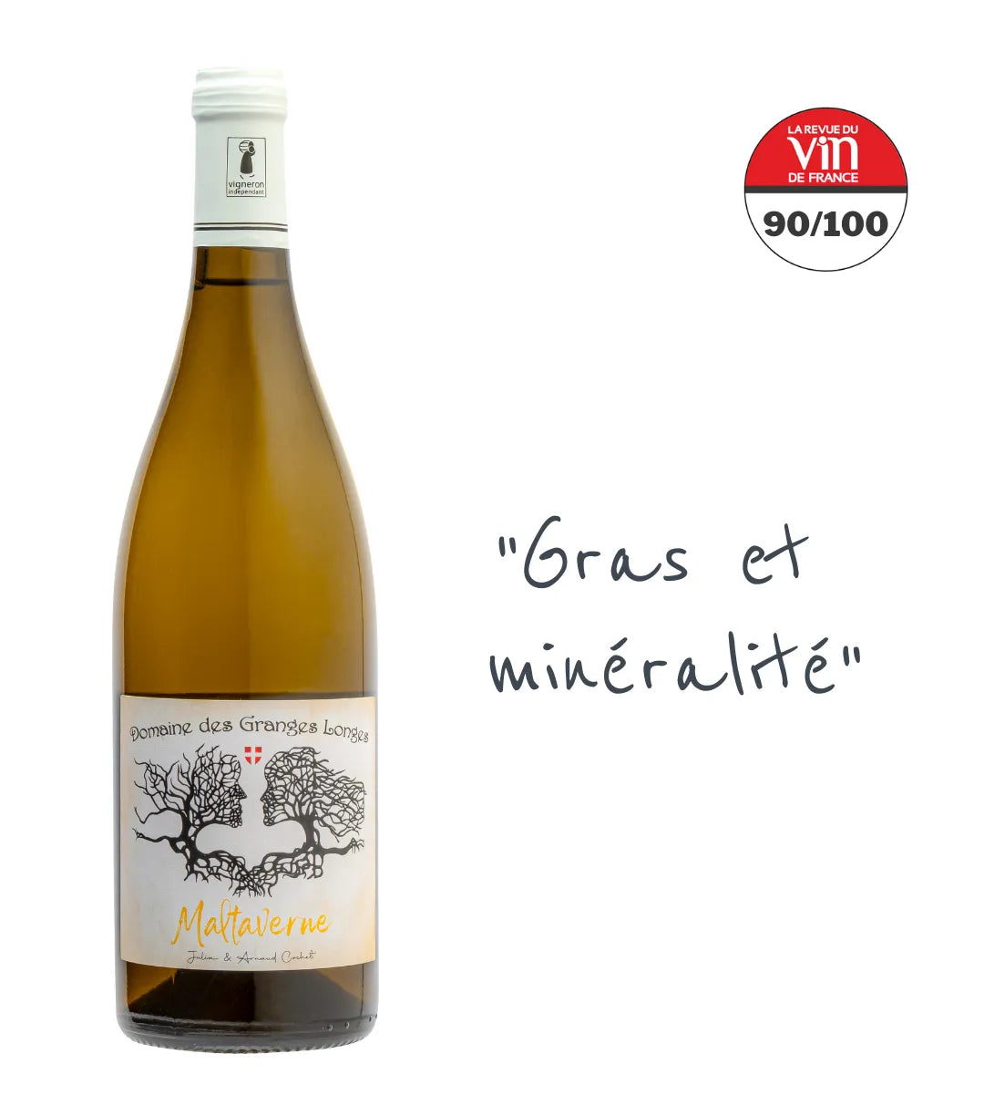 Maltaverne 2022 : Un Apremont bio ample et minéral. Équilibre parfait entre gras et vivacité citronnée. Idéal sur raclette et poissons.