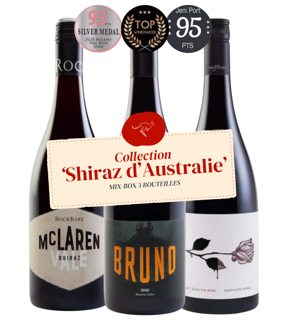 3 bouteilles de Shiraz d'Australie