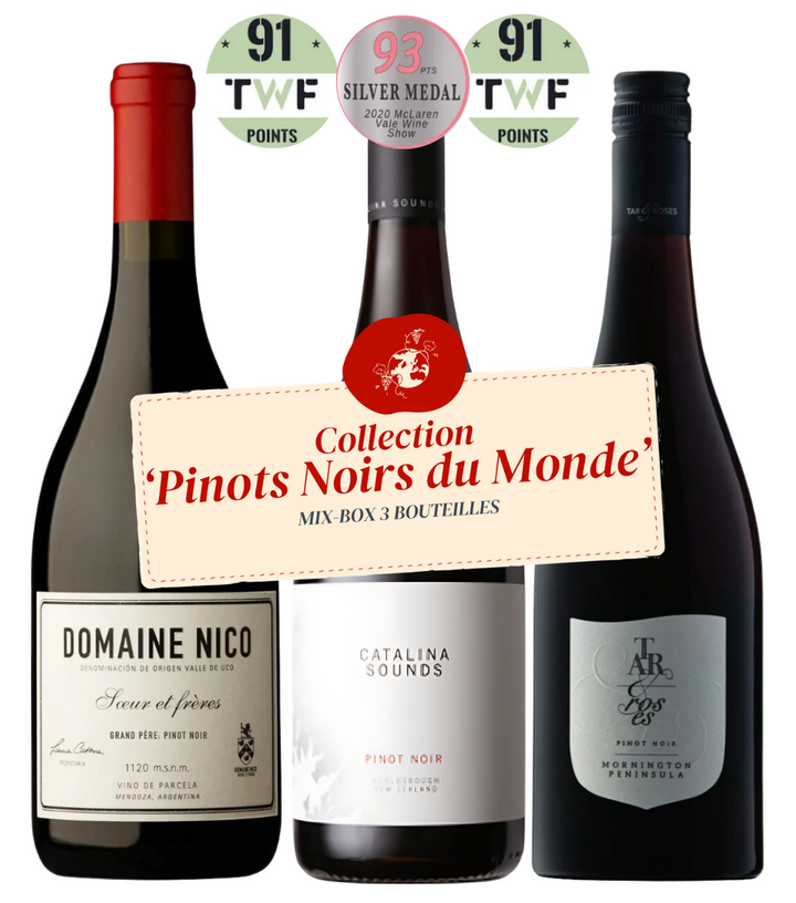 3 bouteilles de Pinot Noir du monde entier