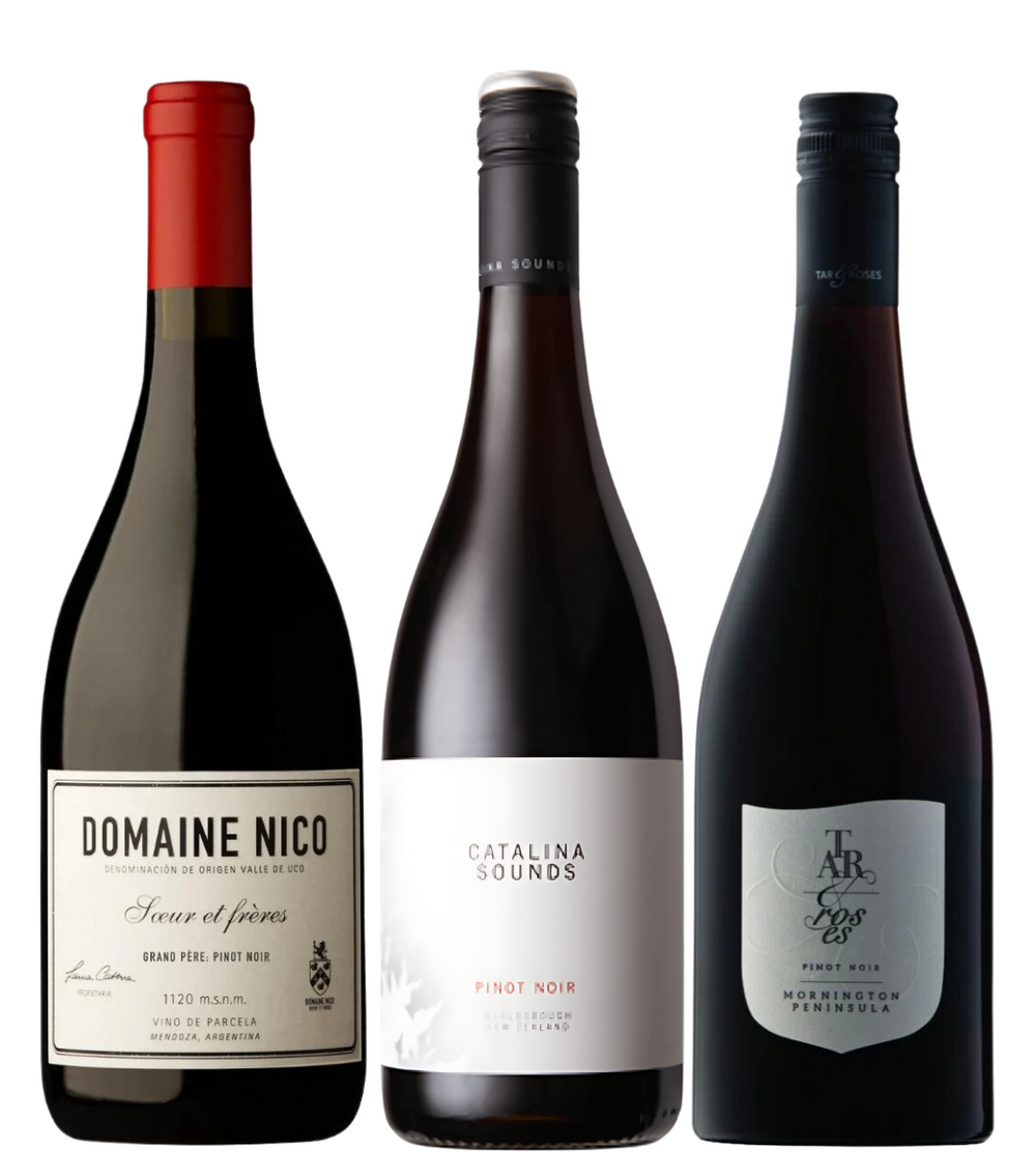 3 bouteille de vins de Pinot Noir du monde